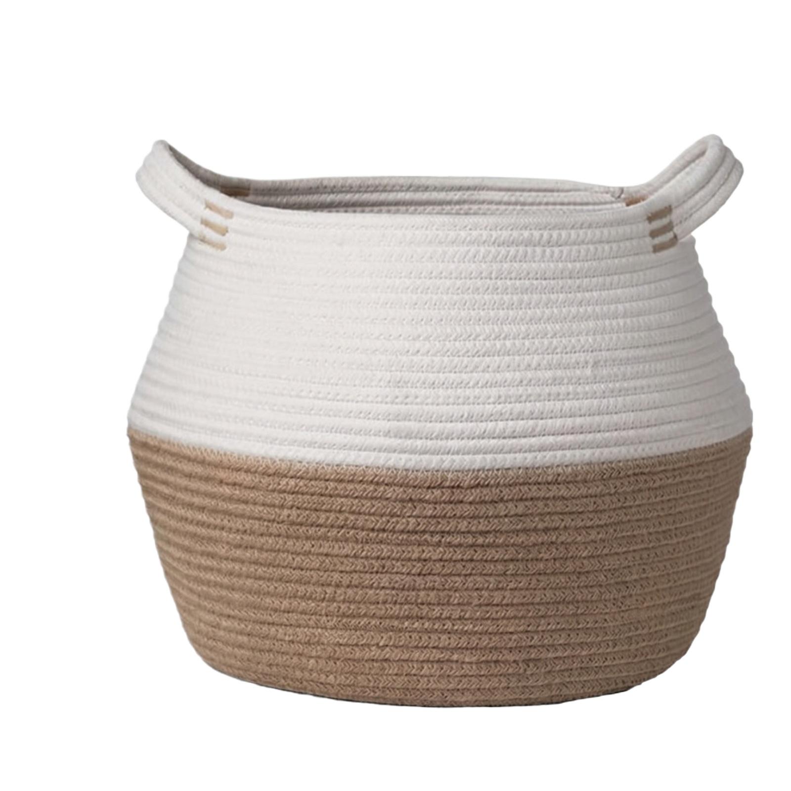 

Woven Cotton Rope Storage Basket Set Large Durable Home Organization Container with Handles for Household Items and Decorative Use One Size