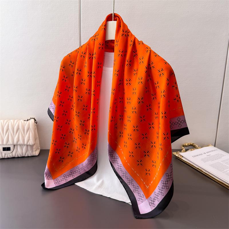 

Atmosphere Full Of Imitation Silk, High-End Printing, Large Square Scarf, Silk Scarf, Shawl, Headscarf, Neck Protection, Scarf Decoration 90*90cm