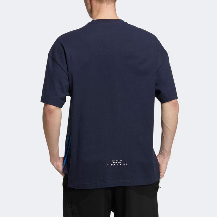 Adidas City Loose Short Sleeve T-Shirt With Solid Color Logo Men Tops Navy-Blue HC9973