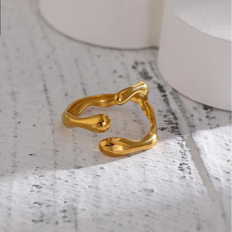 

Stainless steel geometric Y ring, male Gothic alien shape punk finger ring, female fashion gifts resizable золотий