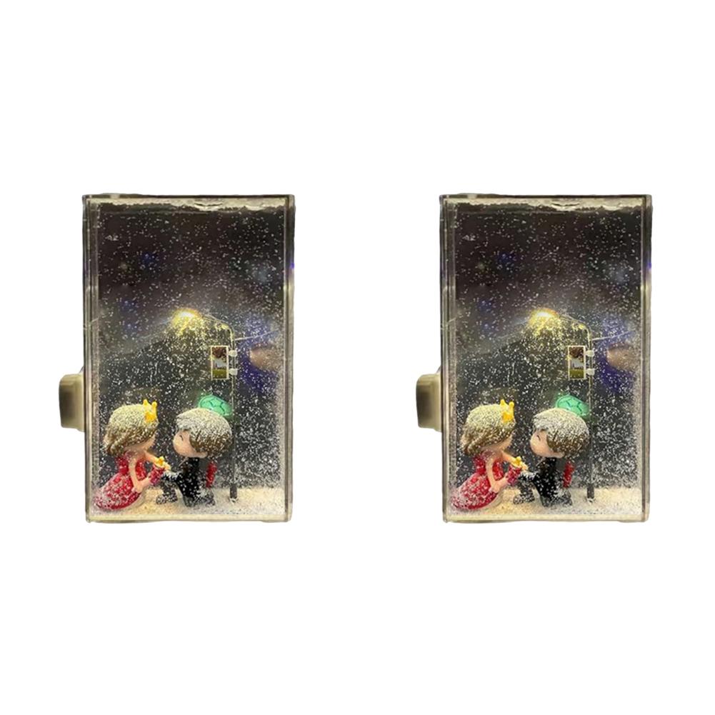 1/2 Stück Schneelandschaft Nachtlicht SchneeLampe Materialpaket Dekorative SchneeNacht Straßenlaterne Weihnachtslicht zum Selbermachen Geschenk