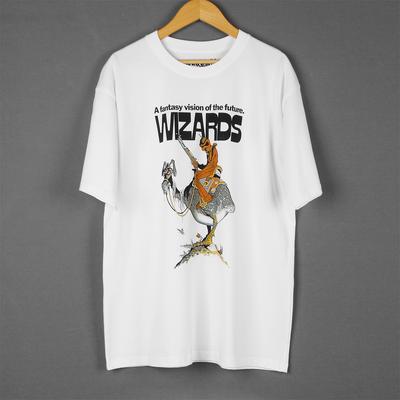 Wizards TShirt 70S Animated Science Fantasy Movie Heavy Metal Gandahar Fire and Ice Cotton Short Sleeves Clothing Shirt