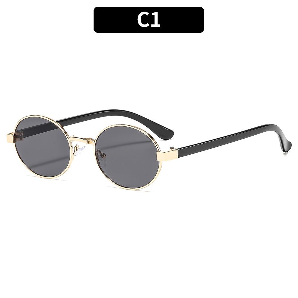 New Fashion Oval Sunglasses Women And Men Luxury Brand Trendy Metal Frame Sun Glasses Uv400 Classic Black Shades