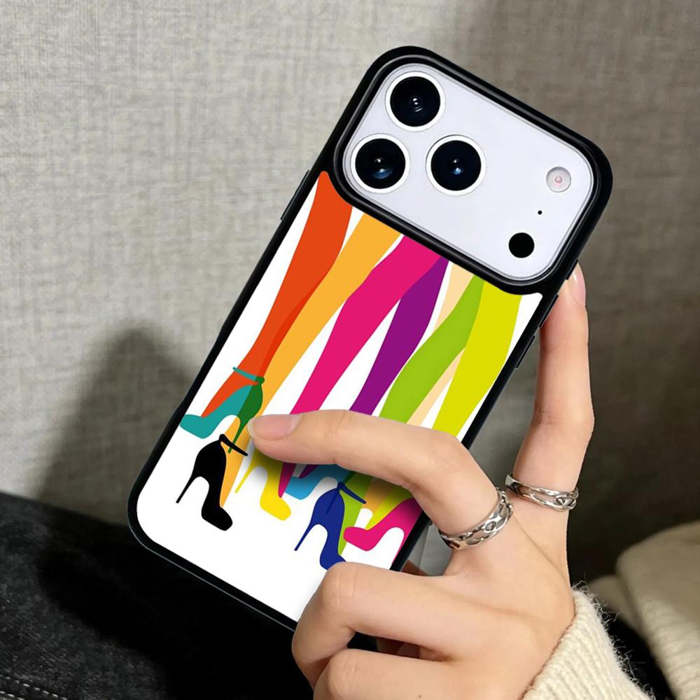 Capa Case for iPhone 17 Air 16 Pro Max 15 Plus 11 13 Mini 14 12 Back Phone Cover red high heel shoes Cute