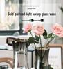 Gold-Painted Transparent Glass Vase for Fresh or Dried Flowers - Nordic Style Flower Arrangement Ornament