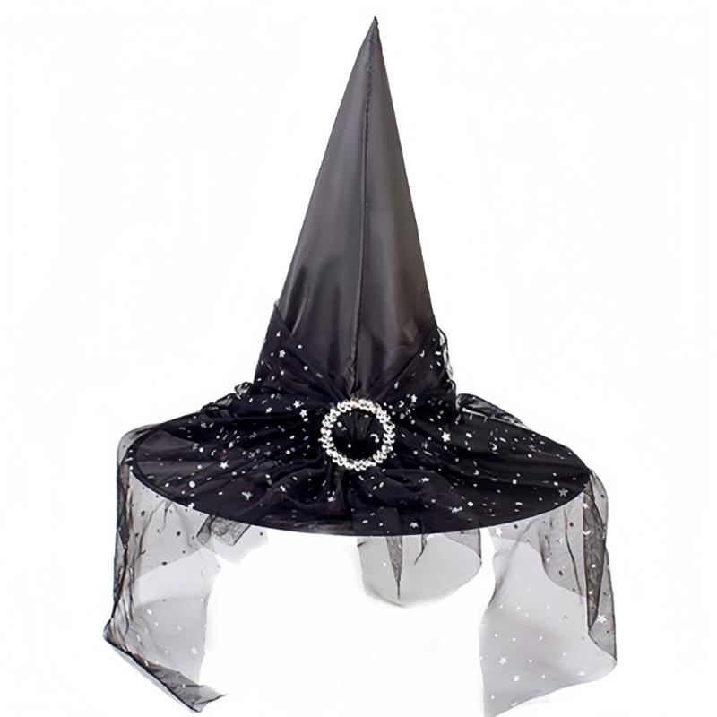 

Традиционная шляпа волшебника с вентилируемой сетчатой подкладкой Удобный аксессуар для костюма для косплея, празднования Хэллоуина, для детей и взрослых чёрный