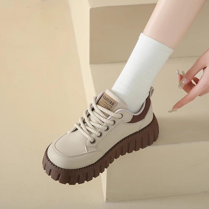 Thick-soled muffin board shoes women's sports versatile height increase niche casual trend cookie shoes