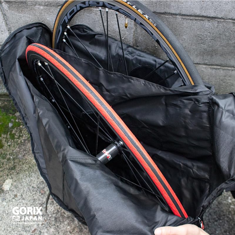 GORIX Wheel Bag for 2 Wheels Storage for Car Suitable for Road Cross and Mountain Bikes (with Bag) Storage, Bicycles, Bikes, Bikes, (White Line) (Ca5)