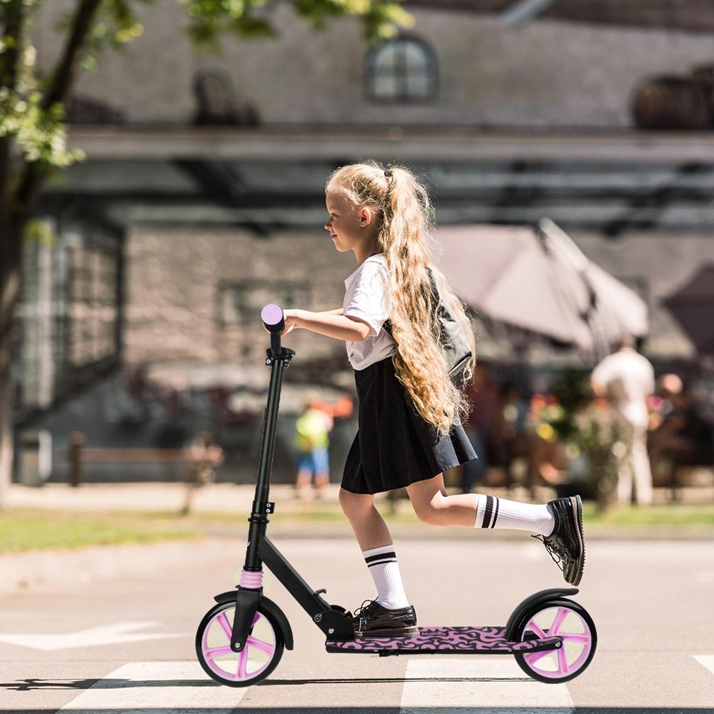 Black Pink Foldable City Scooter With Shock Absorber