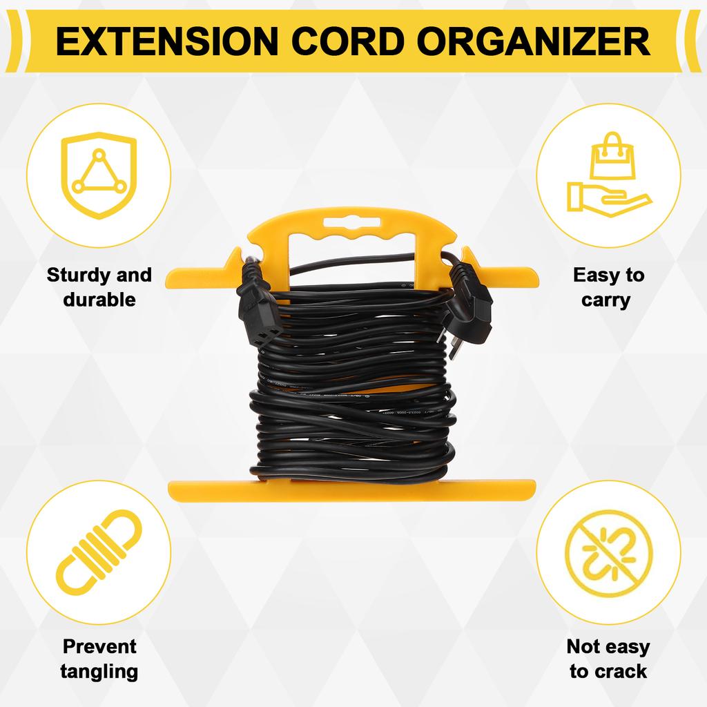 4Pcs Abs Heavy Duty Extension Cord Storage Reel, Portable Cord Organizer, Yellow H-Shape Wrap-Holds Extension Cord Winder For In