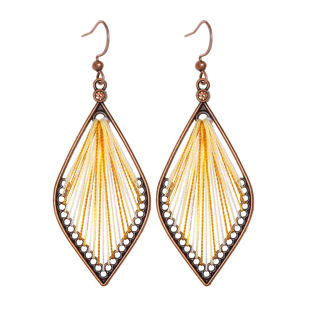 

Vintage Colorful Beaded Wire Wound Earrings Ethnic Geometric Drop Earrings for Women Elegant Fashion Boho Vacation Daily Jewelry