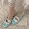 French gentle satin lace bow Mary Jane shoes women's inner height-increasing single shoes 2025 new shallow mouth ballet shoes