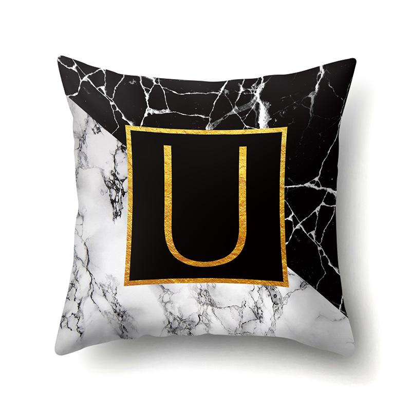 Marble Polyester Pillowcase Home Decoration Printing Pillowcase 26 English Letter Cushion Cover