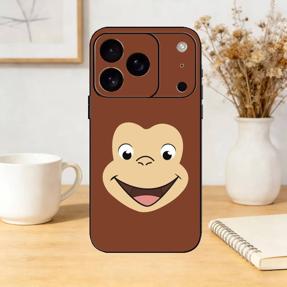Mokey C-Curious G-Georges Phone Case For iPhone 17,16,15,14,13,12,11 Plus,Pro,Max,Mini Silicone black Soft Cover