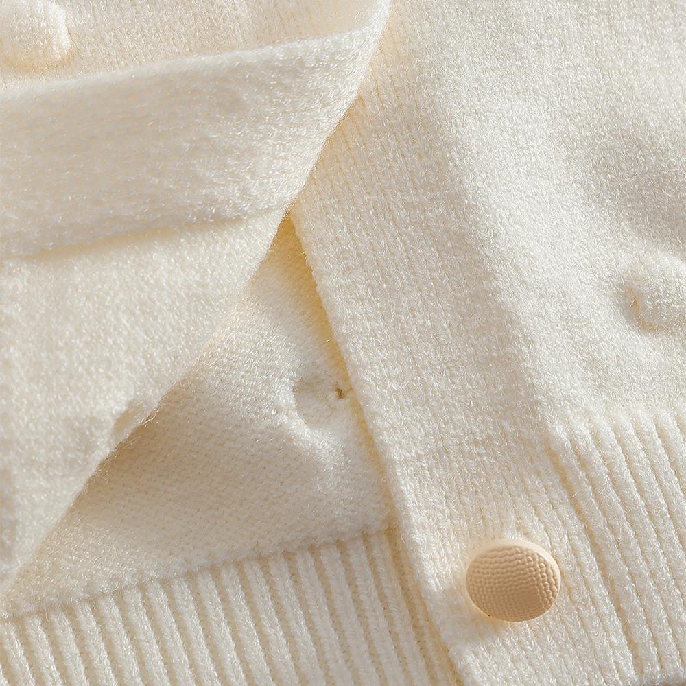 Girls' Beige Knitted Cardigan 2-8 Years Soft Sweater Coat with Colorful Flowers Fashion Toddler Girl Autumn Winter Top