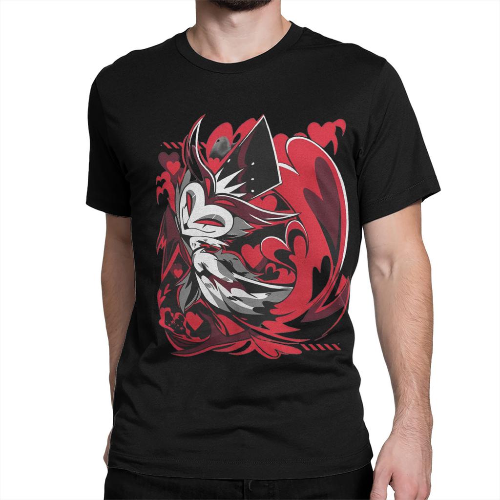 Men Women T-Shirt Loona Don't Care Dark Creative Cotton Tee Shirt Short Sleeve Helluva Boss Anime T Shirts Clothing Graphic