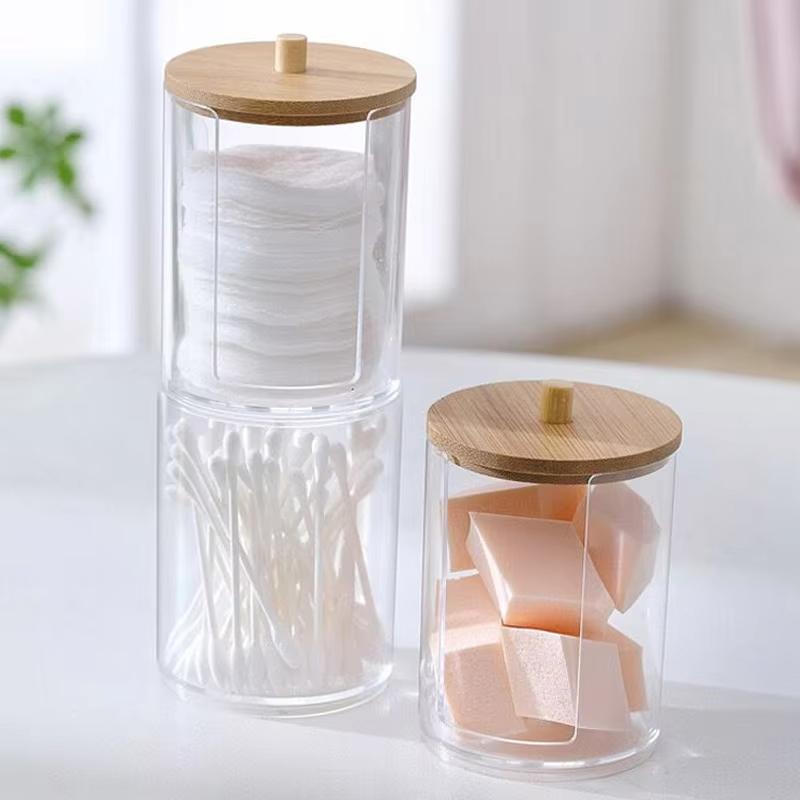 Acrylic Transparent Storage Box Large Capacity Easy To Clean Dust-Proof Cotton Swabs Makeup Cloths Dental Floss Storage Tube