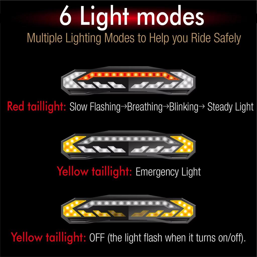 Smart Induction Wireless Bicycle Tail Light with Dual Remote Control, Waterproof, Rechargeable, and Anti-theft Alarm