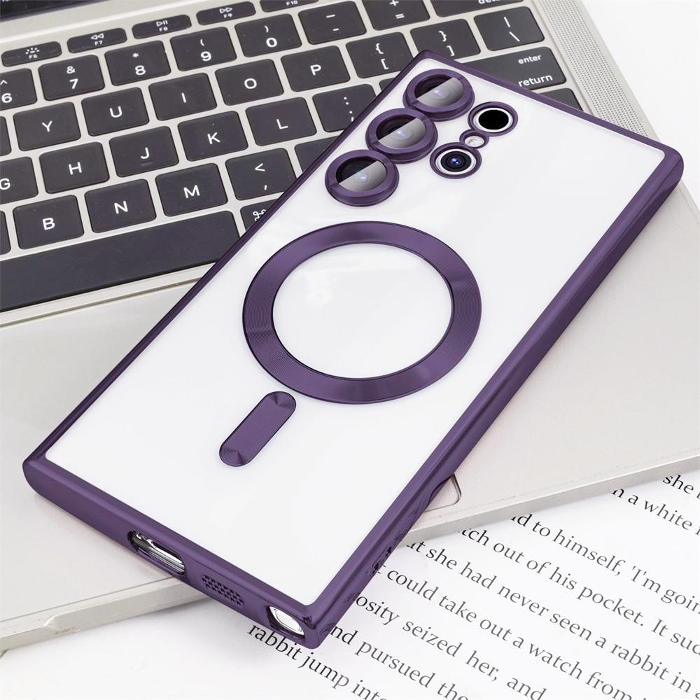 Luxury Transparent Plating Phone Case For Samsung S25 Ultra S24 Plus S23 S22 S21 FE S24 FE For Magsafe Magnetic Protection Cover