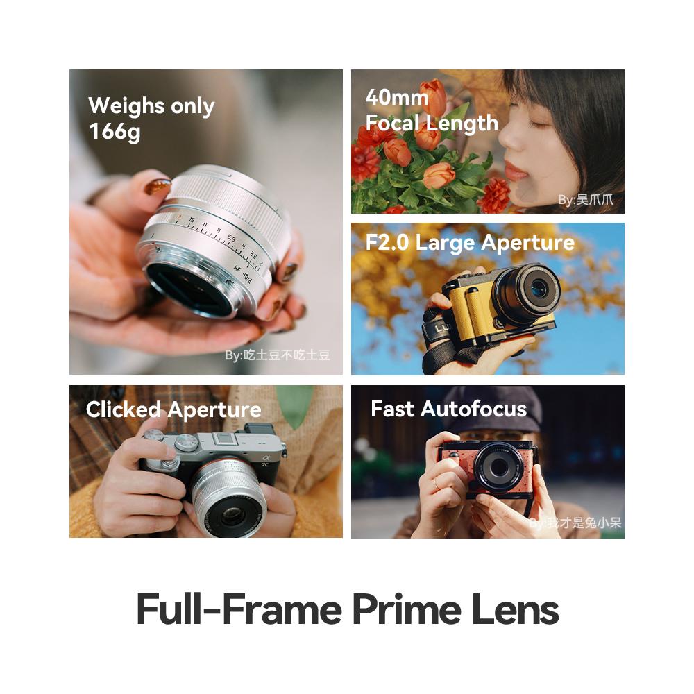 TTArtisan AF 40mm F2 Large Aperture Full Frame Camera Lens for Sony E Nikon Z Lumix L-mount Camera Lens for Humanity Photography
