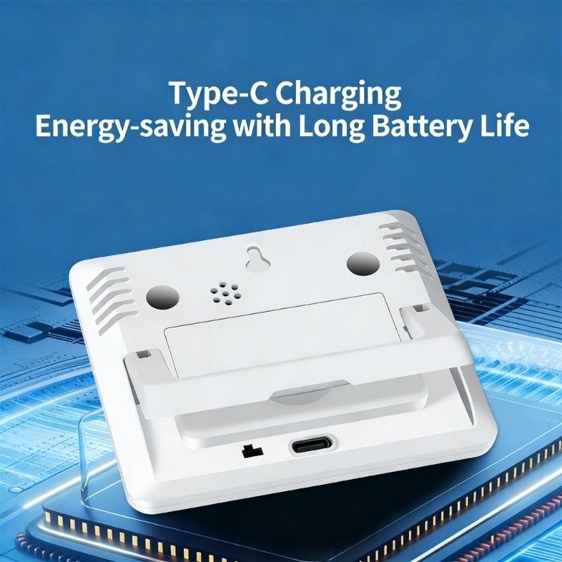 Desk Temperature Humidness Measurement Meter with Time Date Display for Indoor Home Thermometers Hygrometer Large Display