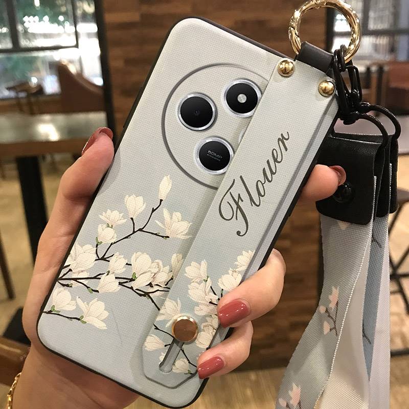 Flower Kickstand Phone Case For Redmi A4 5G Dirt-resistant Anti-knock Fashion Design Back Cover Ring Wristband Durable