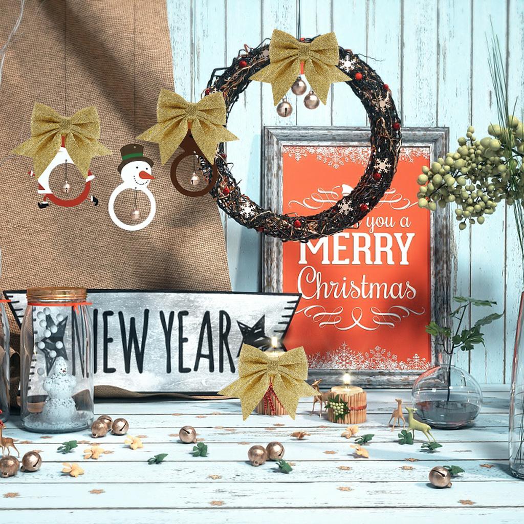 4Pcs Butterfly Knot Decor Christmas Tree Bows Small Bow Ornaments Festive Gift Decorations for Holiday Events Christmas Tree Bow