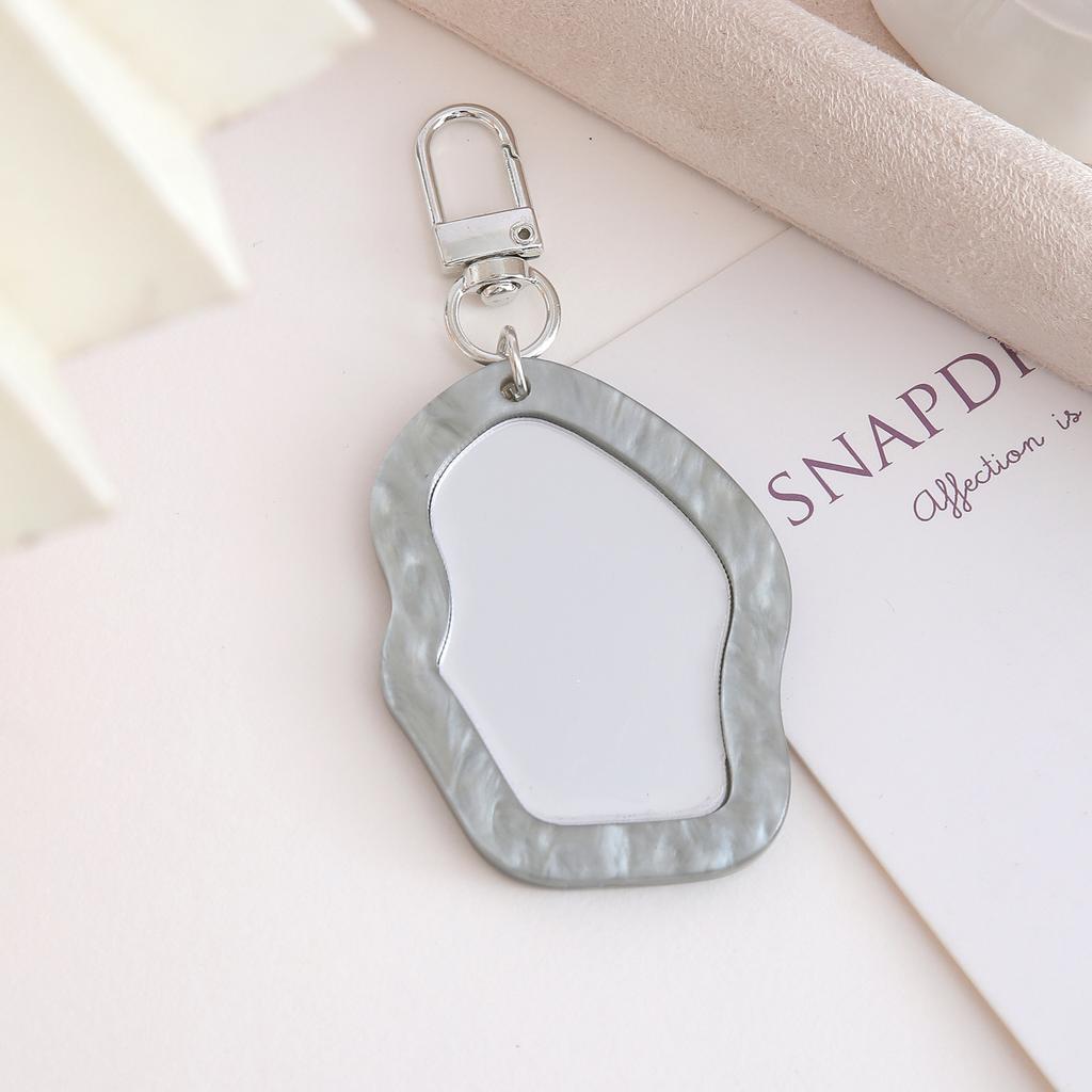 New Irregular Mini Makeup Mirror Keychain Resin Bag Charm Portable Touch-Up Mirror Pendant For Fashion Commute Purse Backpack