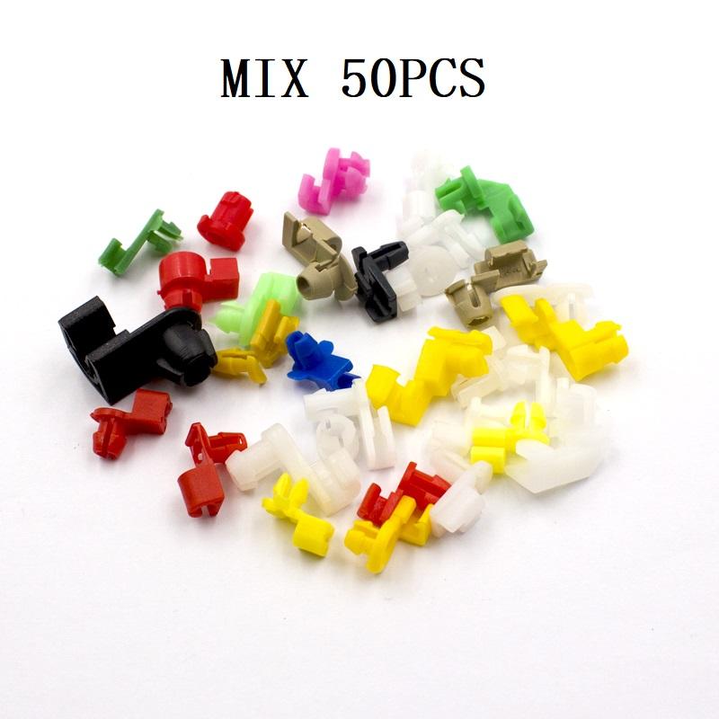 50 Pcs Mix Car Fixed Screw Square Round head Nut Screw Fixed Grommet Clip Plastic Snap In Fastener