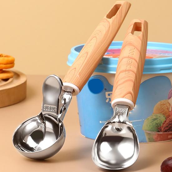 Stainless Steel Ice Cream Scoop with Trigger Release Melon Baller for Fruit Desserts Rust-Resistant Dishwasher Safe Essential Kitchen Tool for Home
