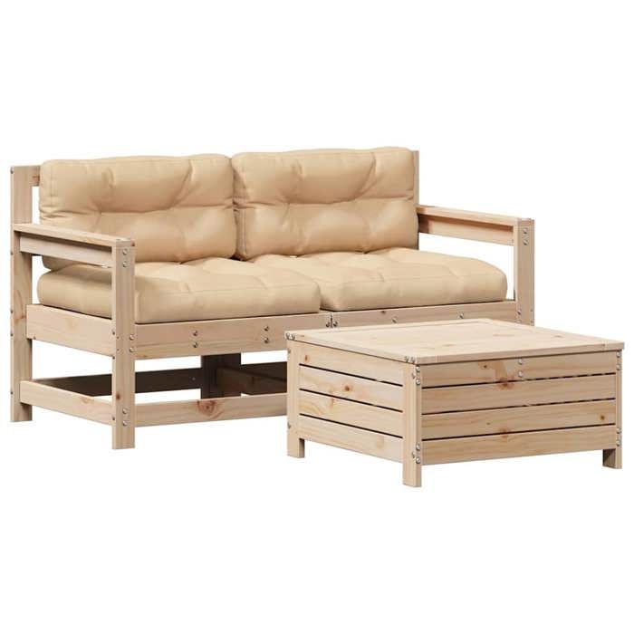 VidaXL Garden Lounge Set with Cushions 3 Pcs, Patio Sofas, Patio Furniture Set, Outdoor Furniture, Wood of 3250764
