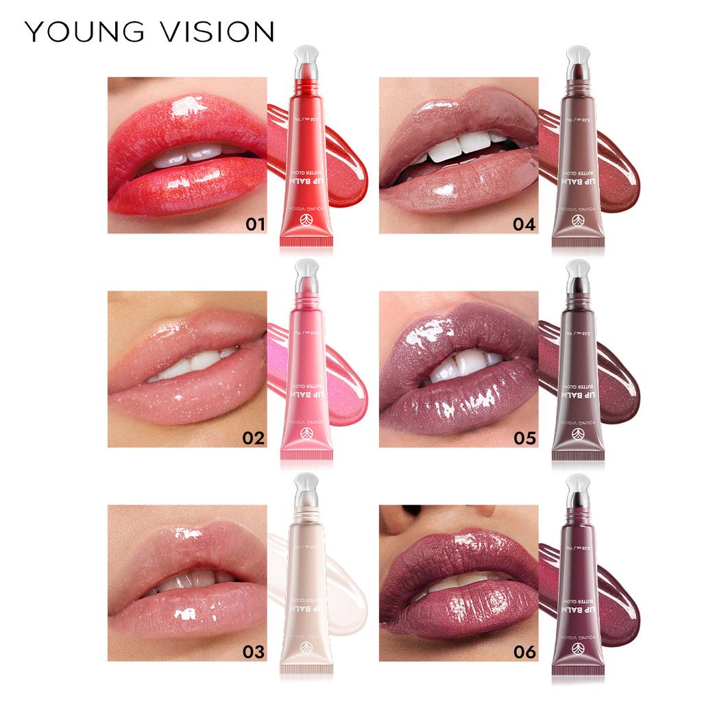 6-color Crystal Head Tube Lip Gloss Nourishes Pearlescent Band Sparkling Lip Gloss Moisturizes Exfoliating Make Up Beauty Lips Care