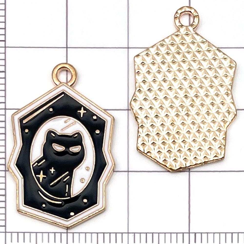 8-Piece Black Oil Drip Alloy Halloween Cartoon Cat Charms for DIY Jewelry