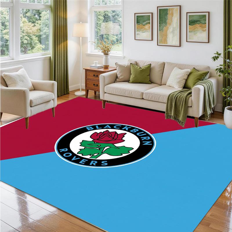 Blackburn Rovers Football Design Crystal Velvet Rug Soft Decorative Mat for Bedroom Entrance