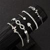 17KM 5pcs Exquisite Butterfly Bracelet Set For Women Vintage Rhinestone Heart Infinity Cuff Bangle Daily Wear Jewelry Gift