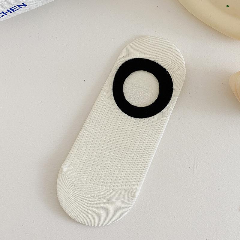 New 5 Pairs Summer Cotton Non Slip Invisible Heel Socks Thin Ice Cream Color Block Boat Socks Sweat-absorbing Women Children