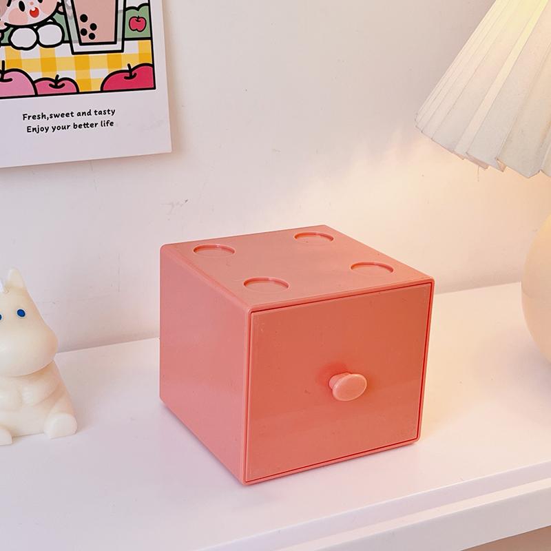 

Настольный квадратный ящик для хранения макарон Ящик для хранения Комбинированный ящик для хранения строительных блоков Ящик для хранения косметики Ящик для хранения ювелирных изделий розовый