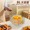 Fryer Basket, 5L, Single Item, Stainless Steel, Oil Draining Rack, with Hook, Detachable Handle, Approx. 21 X 20 X 12 Cm