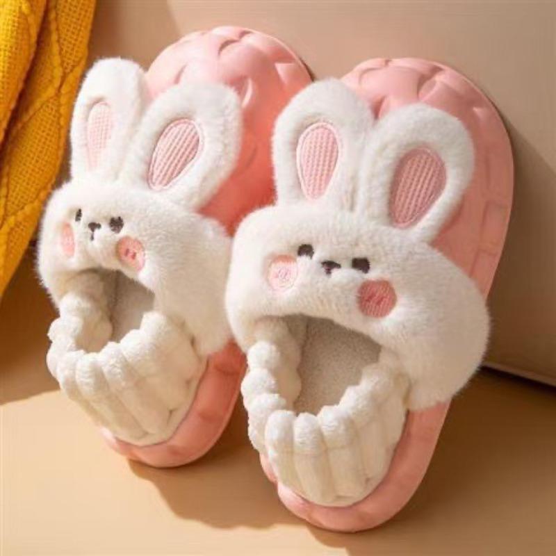 Cute rabbit winter cotton slippers home indoor removable and washable bag and cotton drag women's indoor warm plush cotton slippers