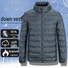 Unisex Winter Graphene Heated Stand-up Collar Down Jacket - Lightweight, Loose, 80% White Duck Down