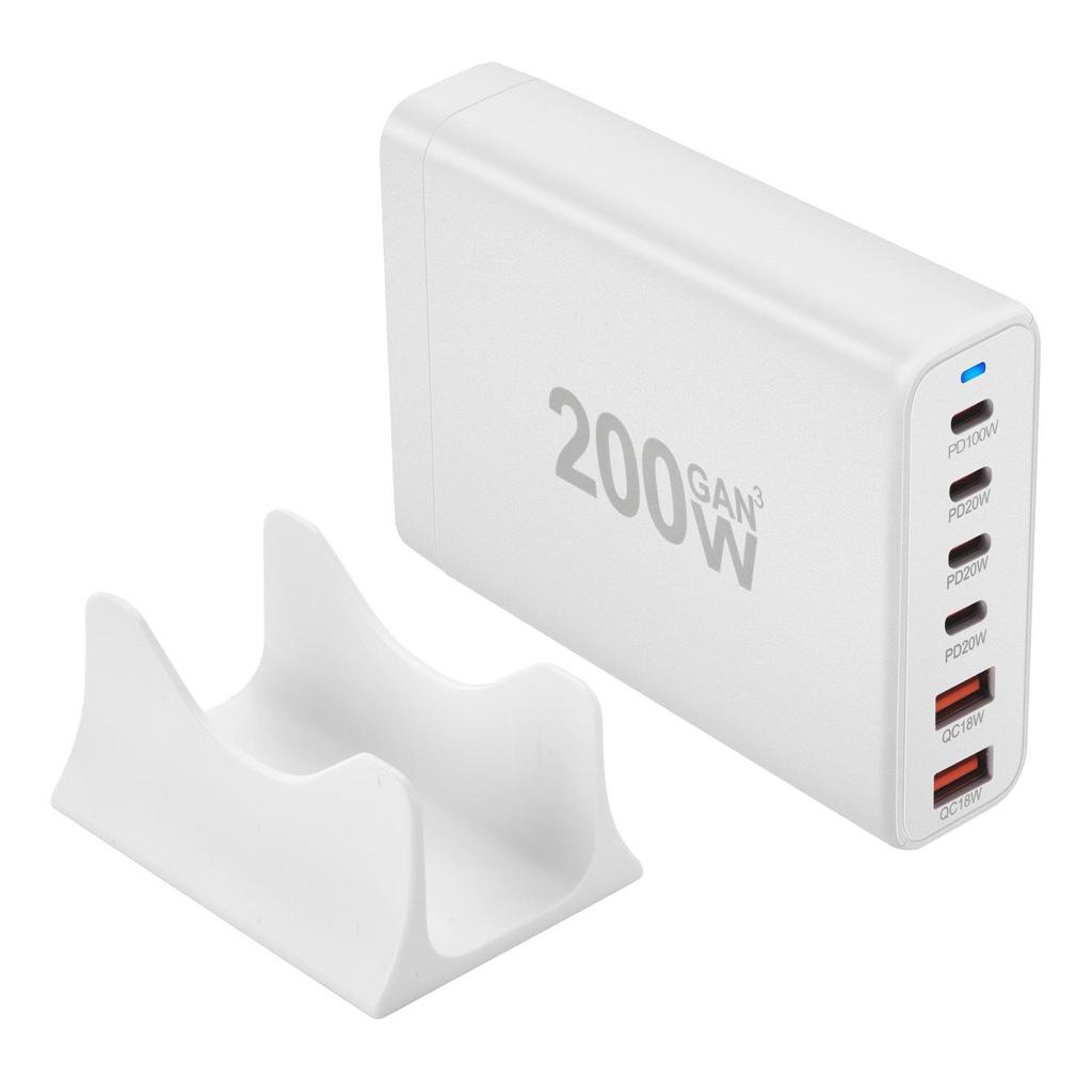 200W Multi-Port Desktop GaN Charger with 4C2A Direct Charging