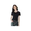 Li Ning Fitness Series Einfarbig Rundhals Bequem Atmungsaktiv Kurzarm T-Shirt Damen Tops Schwarz ATSU734-1
