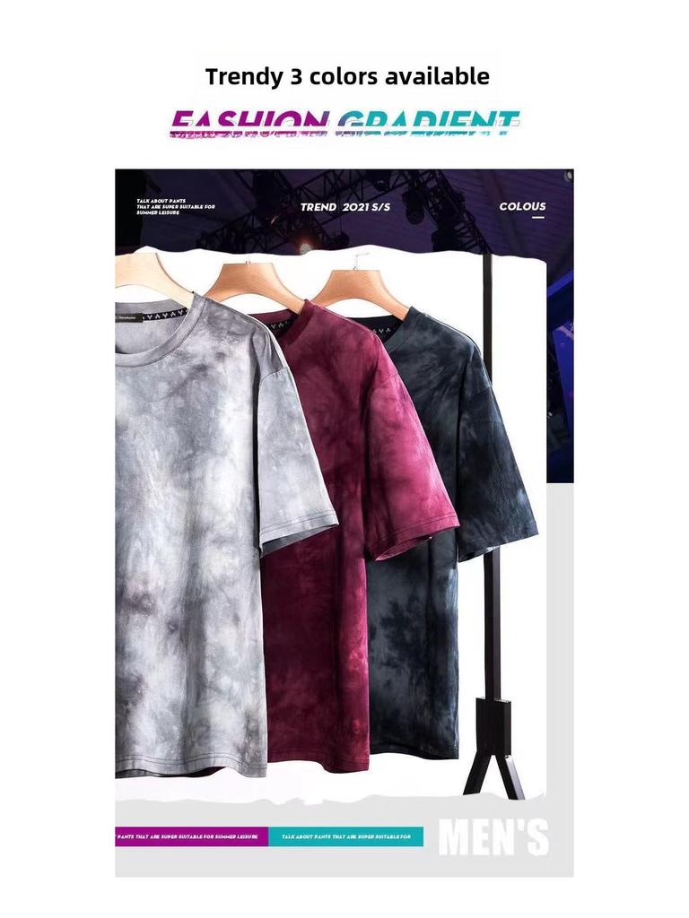 Tricou de Bărbați Stil Hong Kong Tie-Dye Retro Larg Slim Fit Mânecă Scurtă