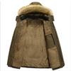 Men's  Winter Zipper Warm Down Jacket Hooded Plush Solid Color  Cotton Coat