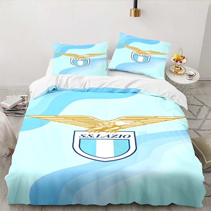 3PCS Lazio Football Crest Bedding set,Ideal For1pc Duvet Cover And 2pcs Pillowcases Perfect for Christmas gift,Ideal for Bedroom, Dormitory
