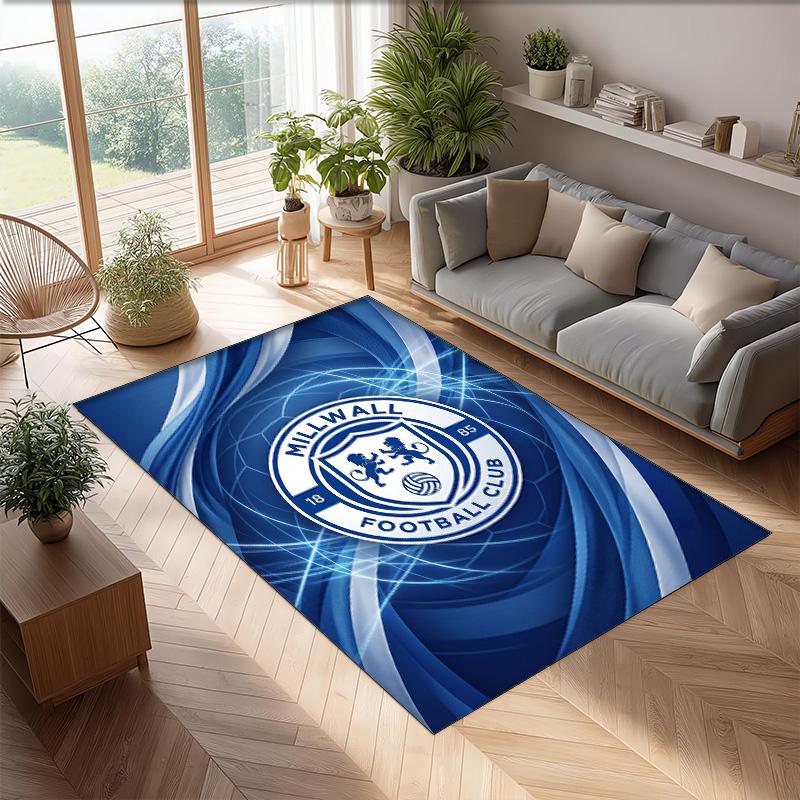 Millwall Football Print Crystal Velvet Rug, Comfortable Water Absorbent Non Slip Indoor Floor Carpet