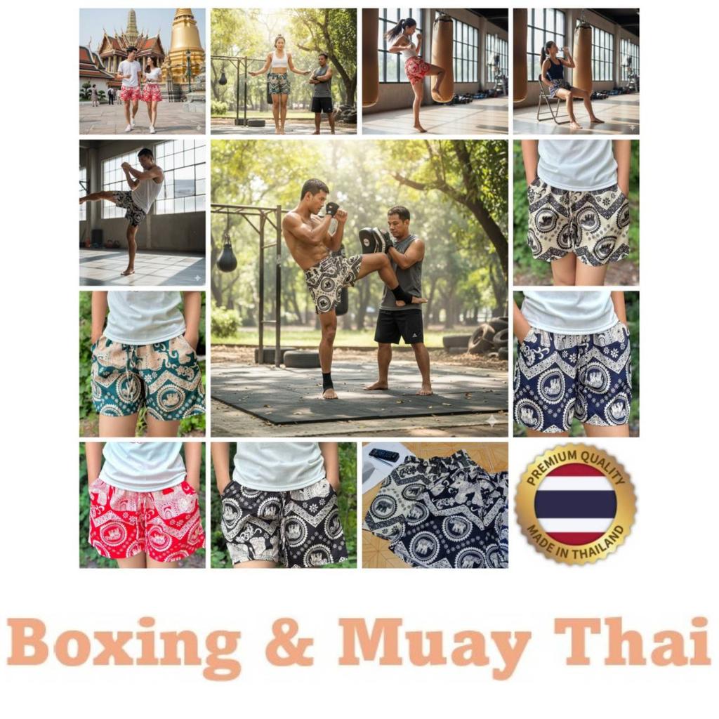 Muay Thai Boxing Elephant Pants Kickboxing Shorts Training Print Elastic Waistband Quick Dry Martial Art Unisex Men Women Fitness Workout Streetwear