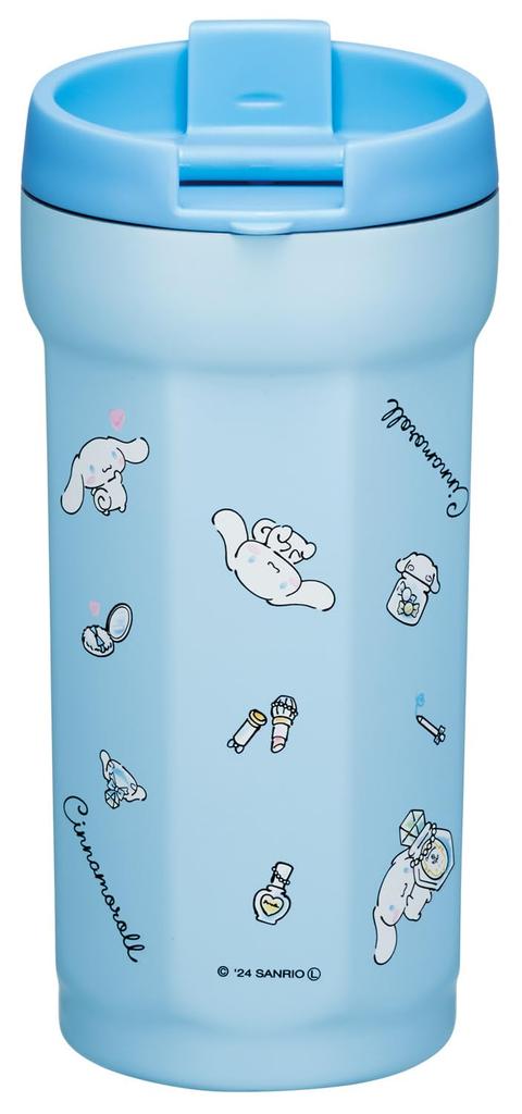 Skater Octagonal Lidded Stainless Steel Tumbler 350ml Heat Cold Vacuum Flap Watercolor Insulation, Insulation, Insulation, Lock, Sanrio, Cinnamoroll,