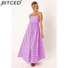 BITCED Spring/Summer Striped Strappy Backless Full-Skirted Fresh-Style Dress