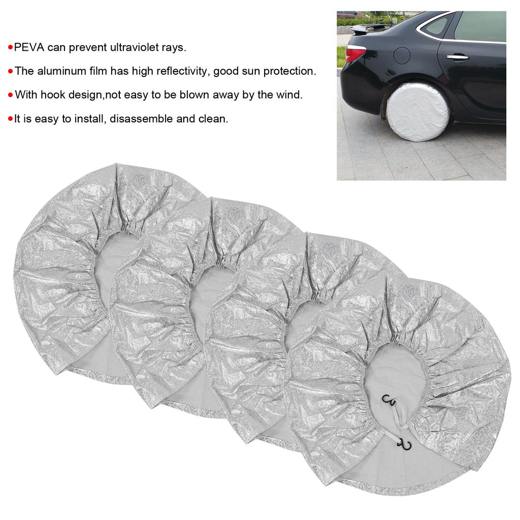 4pz Copritire Impermeabile Pellicola di Alluminio Protezione Pneumatici Anti-UV per Auto Camion SUV Camper(per Pneumatico 2325in )